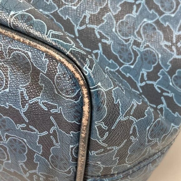 CELINE Old Sulky Tote Bag 2WAY Bag Crossbody Shoulder Bag Leather/PVC blue/Navy - Picture 5 of 16